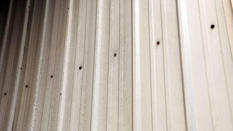 青島啤酒廠彩涂鋼板 采用的是普通PE，顏色為白灰